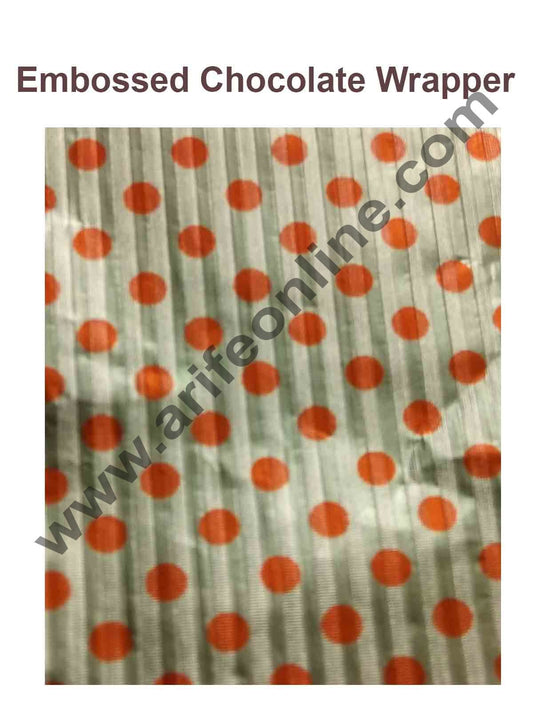 Cake Decor Chocolate Wrappering Foil, Embossed Chocolate Wrapper, 200 Sheets - 10in x 7in - Dotted Light Gold Orange