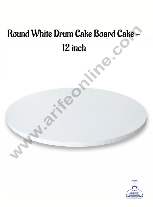 White Round Drum Cake Board Cake Base - 12 inch (MOQ 50 PCS) (MD)
