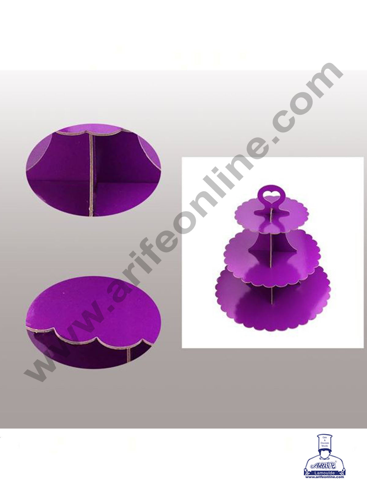 Cake Decor™ 3-Tier Lace Edge Cardboard Cupcake Stand Holder - Heavy