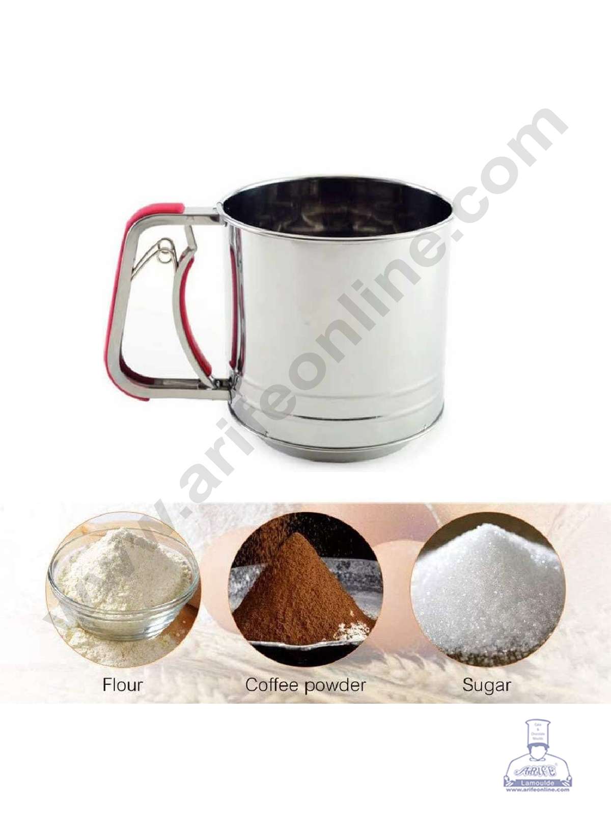 Stainless Steel Flour Sifter Sieve Cup for Powdered Sugar Baking Tool with Grip Handle - Big (MOQ 6 PCS) (AOD)
