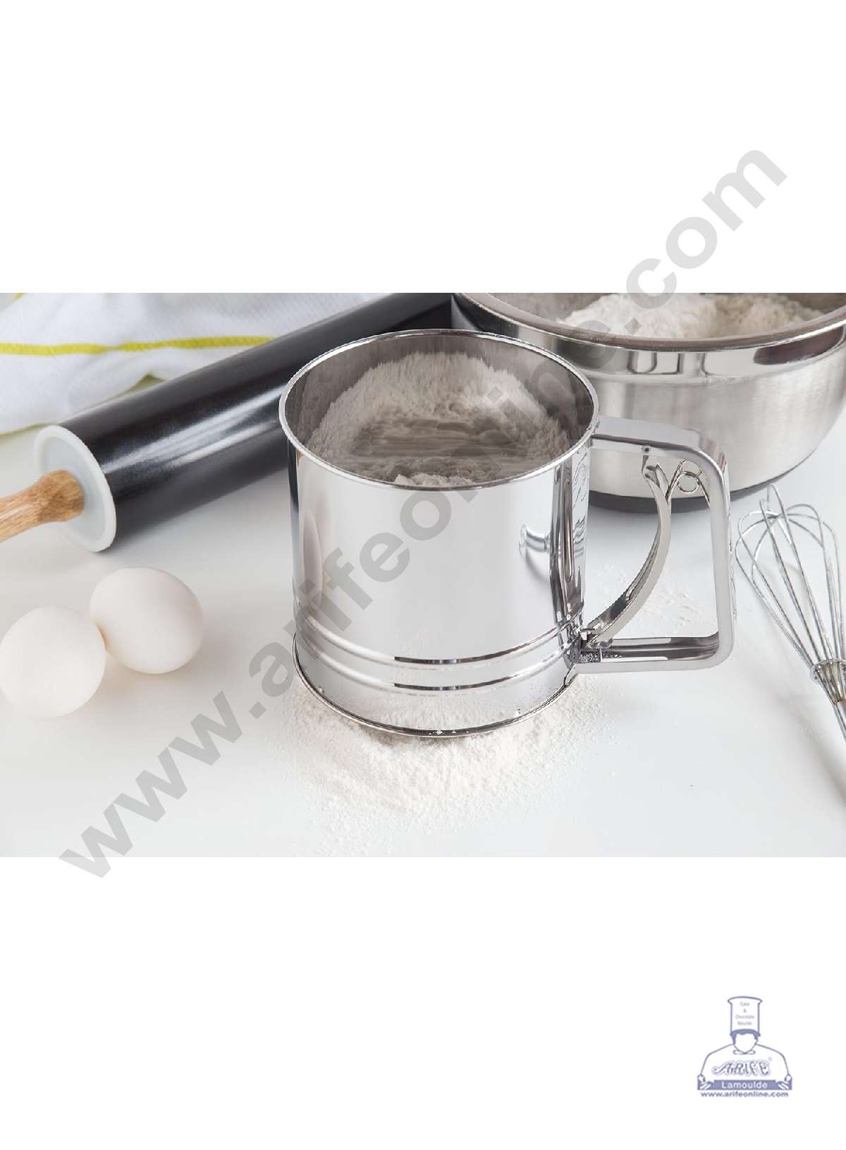 Stainless Steel Flour Sifter Sieve Cup for Powdered Sugar Baking Tool (MOQ 6 PCS) (AOD)