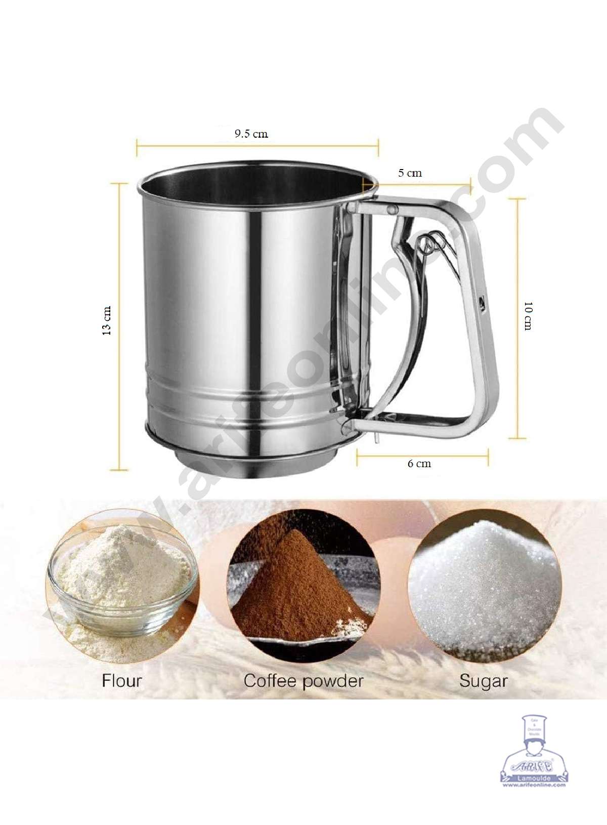 Stainless Steel Flour Sifter Sieve Cup for Powdered Sugar Baking Tool (MOQ 6 PCS) (AOD)