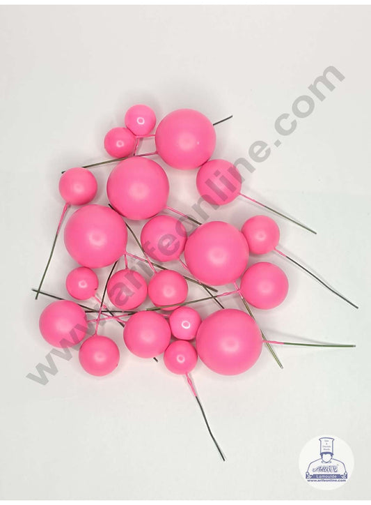 Fuchsia Pink Color Faux Balls Topper For Cake and Cupcake Decoration - 20 pcs Pack ( SB-Fuchsia-20 )  (MOQ 300 PACKET 1 CRTN) (IM)