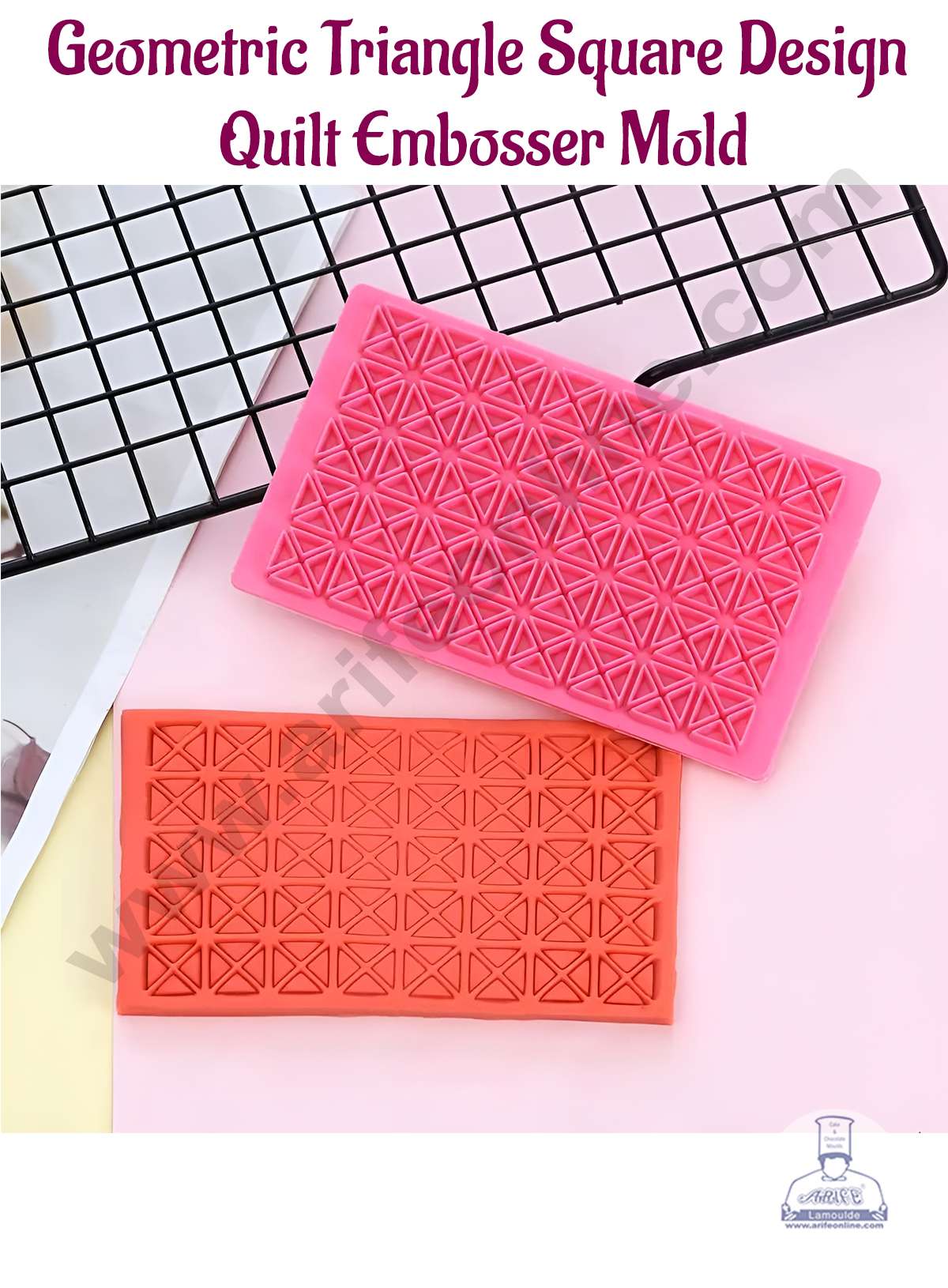 Geometric Triangle Square Design Quilt Embosser Molds, Cookie Biscuit Mold Fondant Cake Tools (MOQ 12 PCS) (IE)