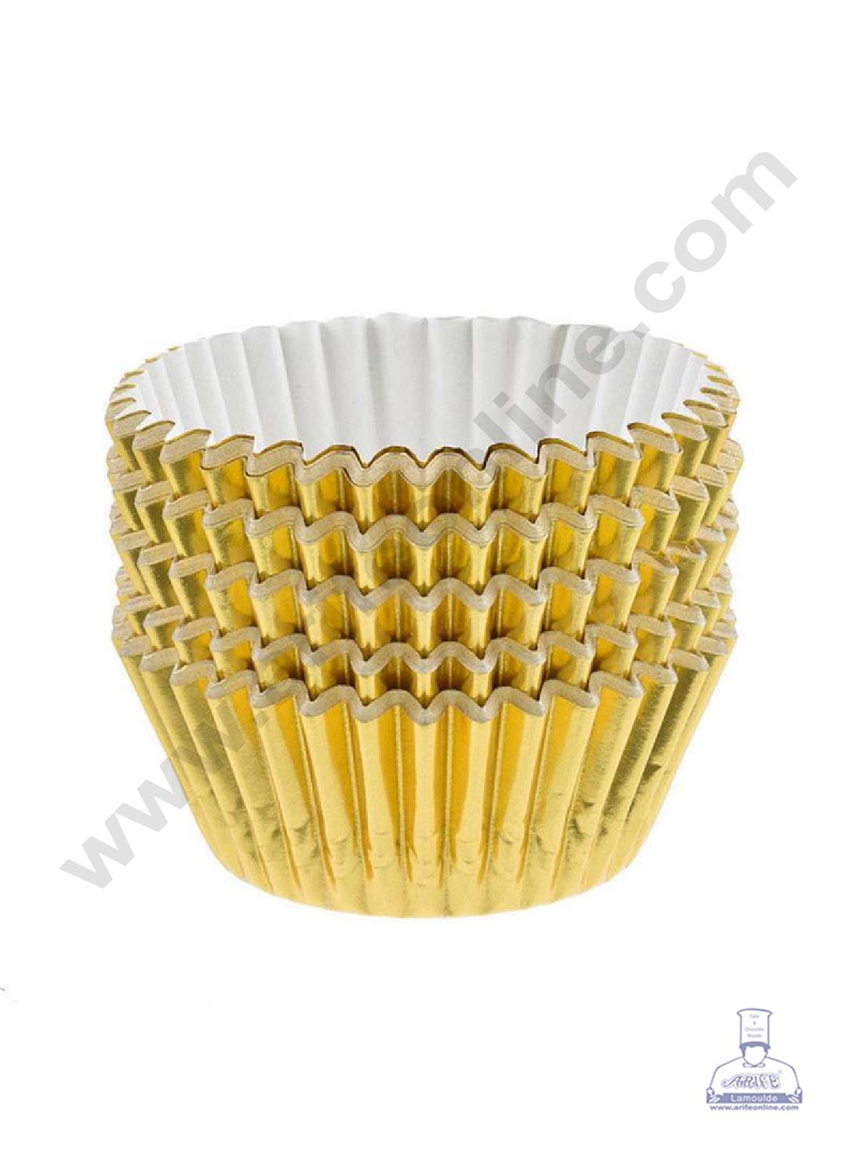 Gold Paper Liner For Cupcake and Muffins - Cylinder Pack 100 Pcs - 6 cm