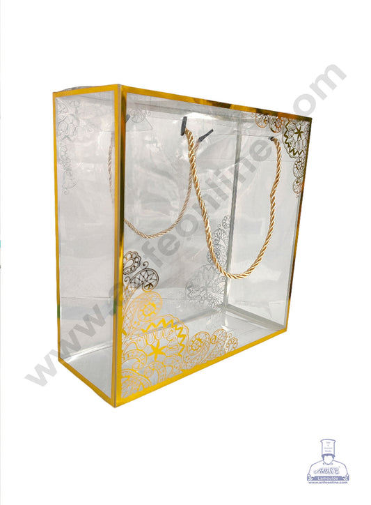 Golden Pattern PVC Hamper Bag - 10 X 4 X 10 Inch | Gift Box | Gift Bag with Handle (MOQ 100 PCS) (MD)