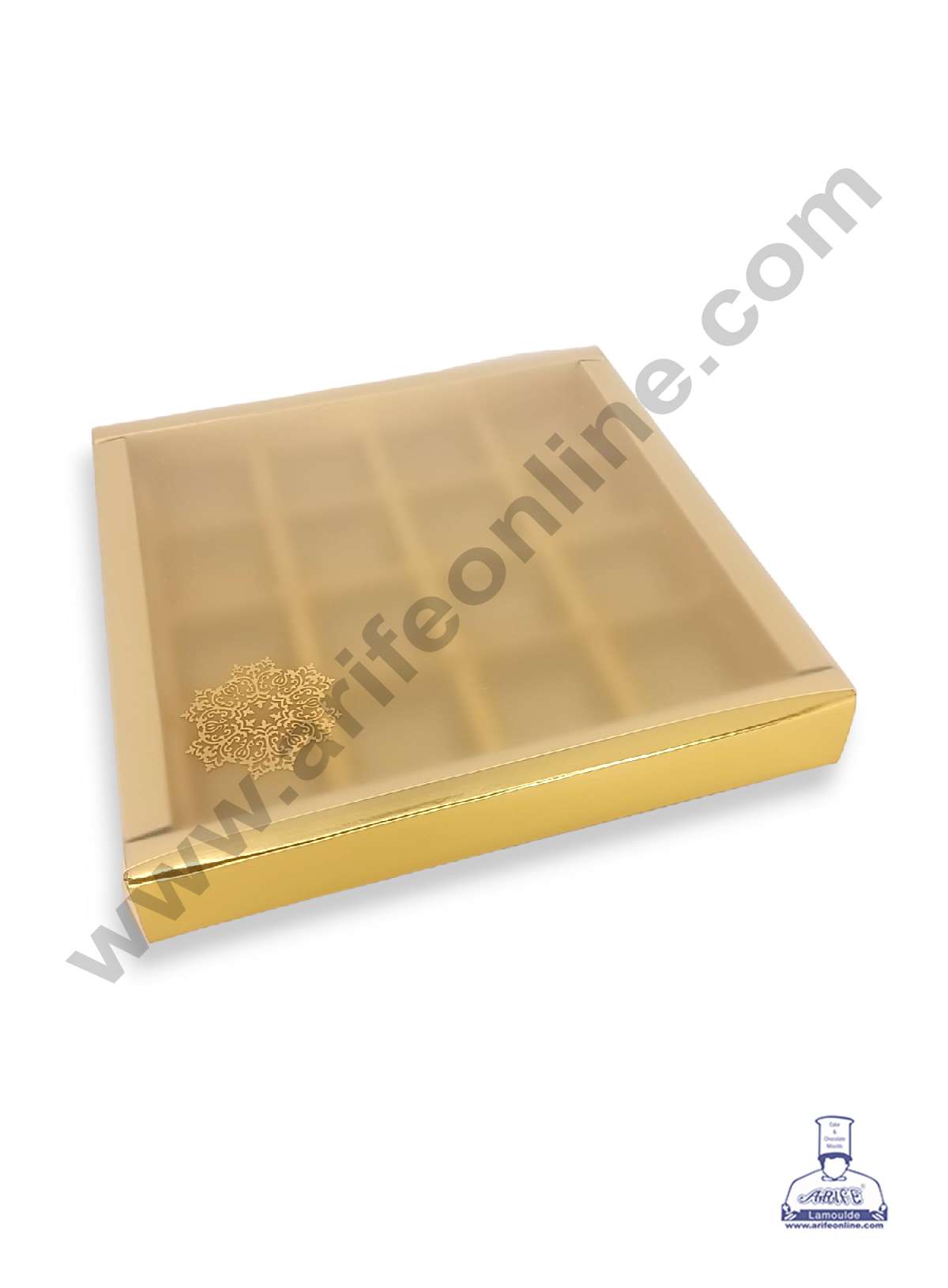 16 Cavity Chocolate Box with Sliding Cover & Cavity ( 10 Piece Pack ) - Gold (MOQ 12 PACK) (IDD)