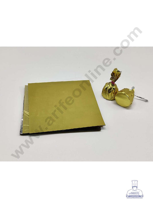 Metallic Plastic Chocolate Wrapper, Golden 200 Pcs Pack (MOQ 12 PACK) (FD)