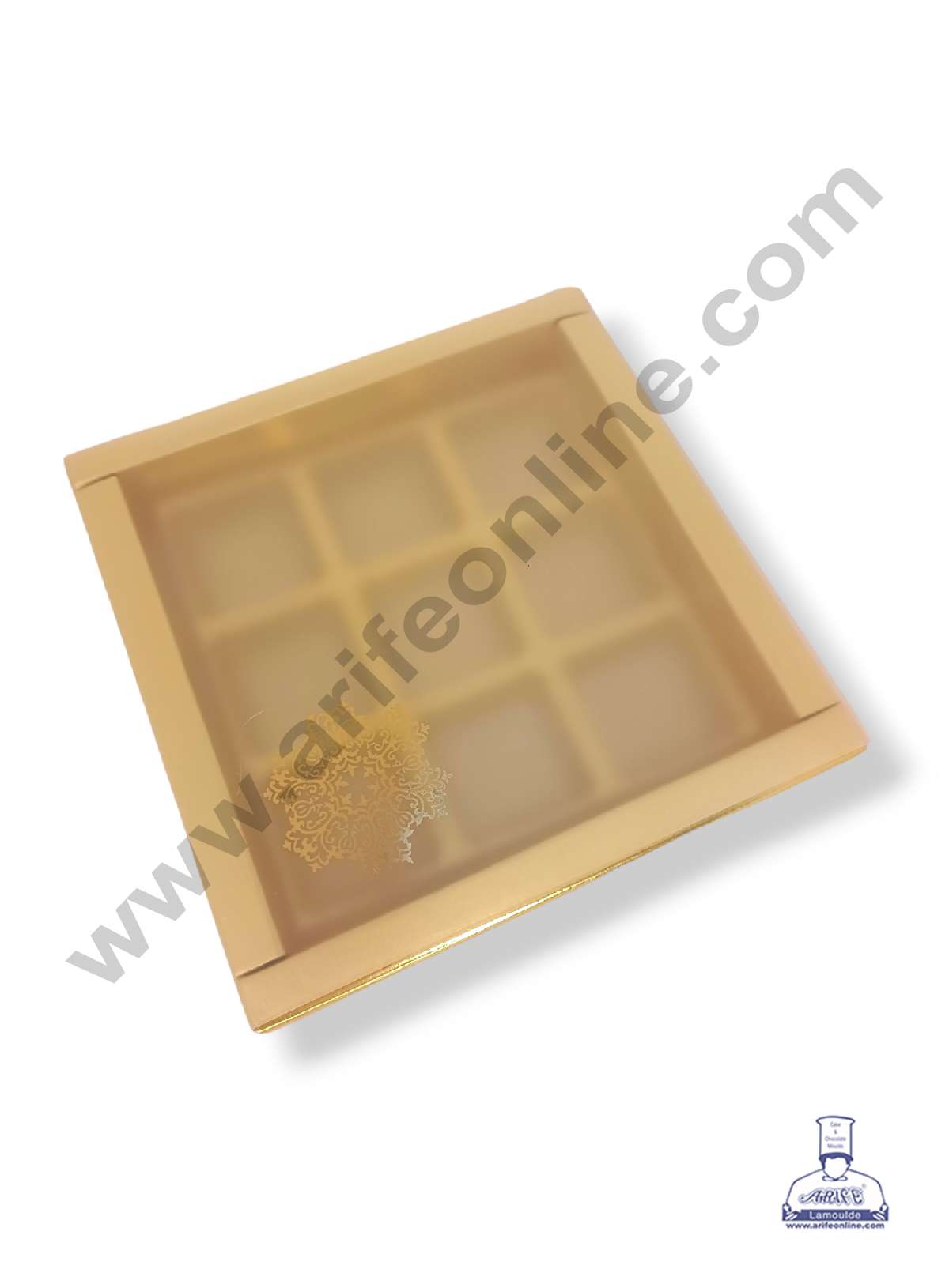 9 Cavity Chocolate Box with Sliding Cover & Cavity ( 10 Piece Pack ) - Gold (MOQ 12 PACK) (RED)