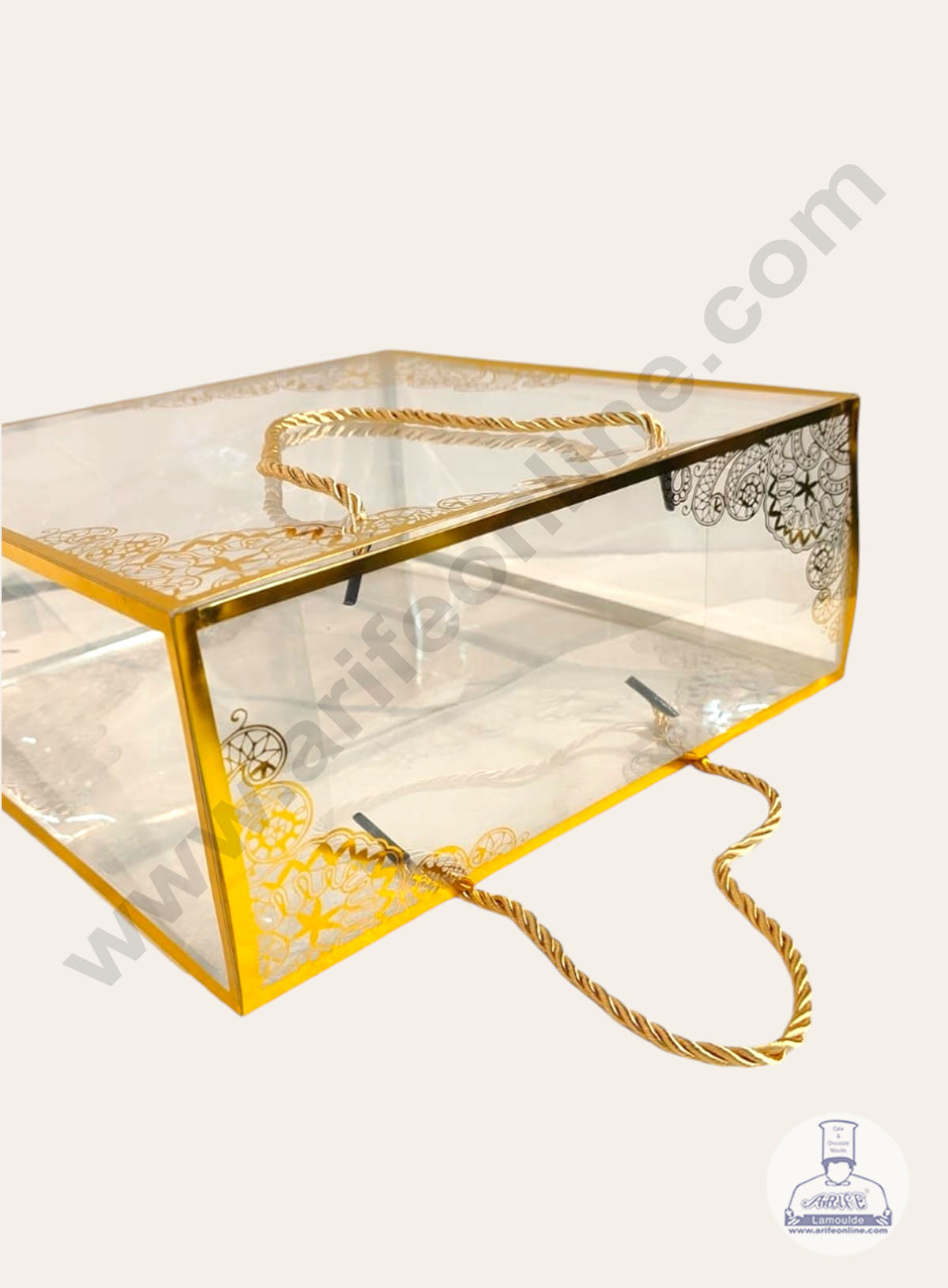 Golden Pattern PVC Hamper Bag - 6 X 3.5 X 6 Inch | Gift Box | Gift Bag with Handle (MOQ 100 PCS) (IU)