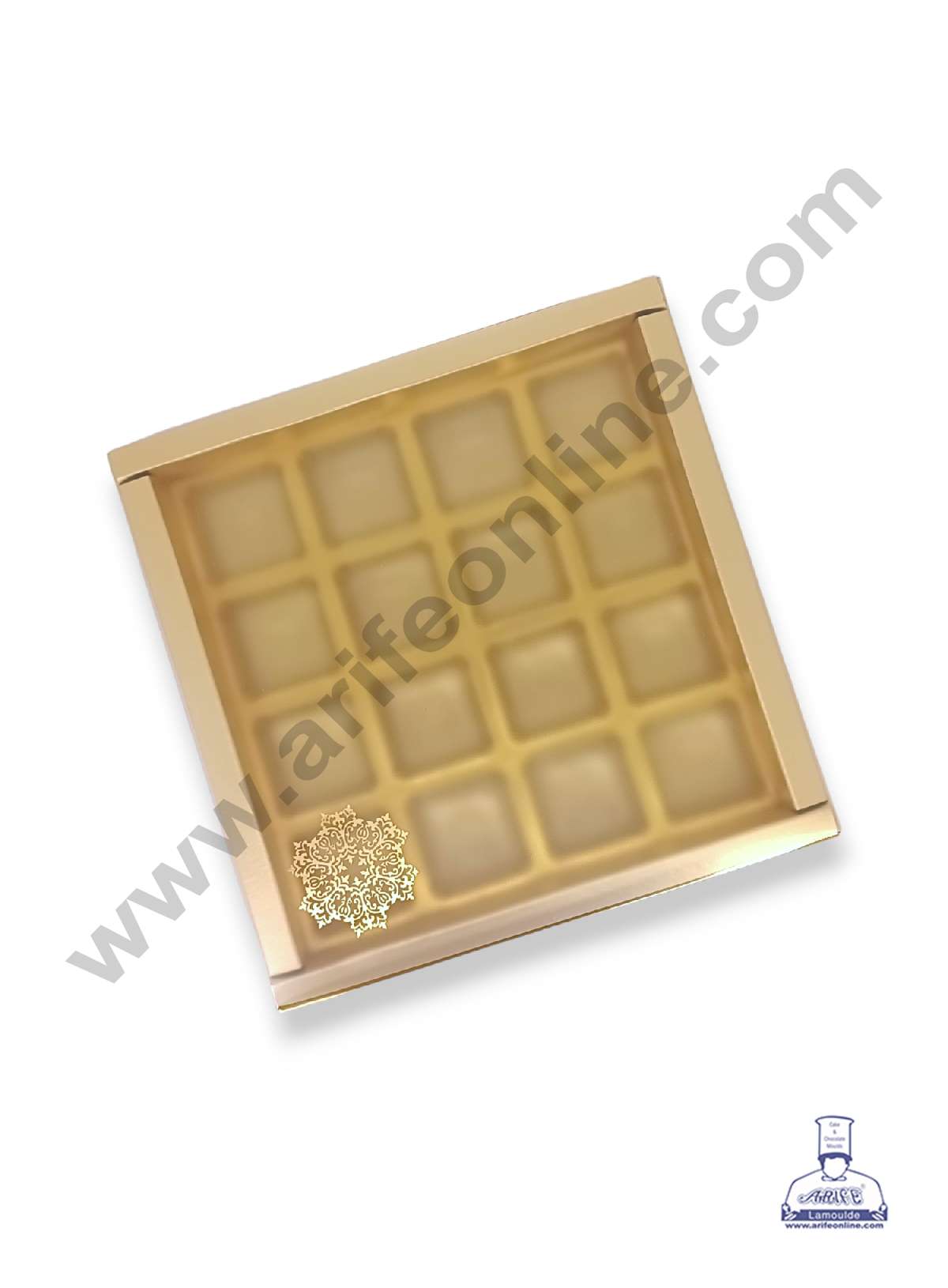 16 Cavity Chocolate Box with Sliding Cover & Cavity ( 10 Piece Pack ) - Gold (MOQ 12 PACK) (IDD)