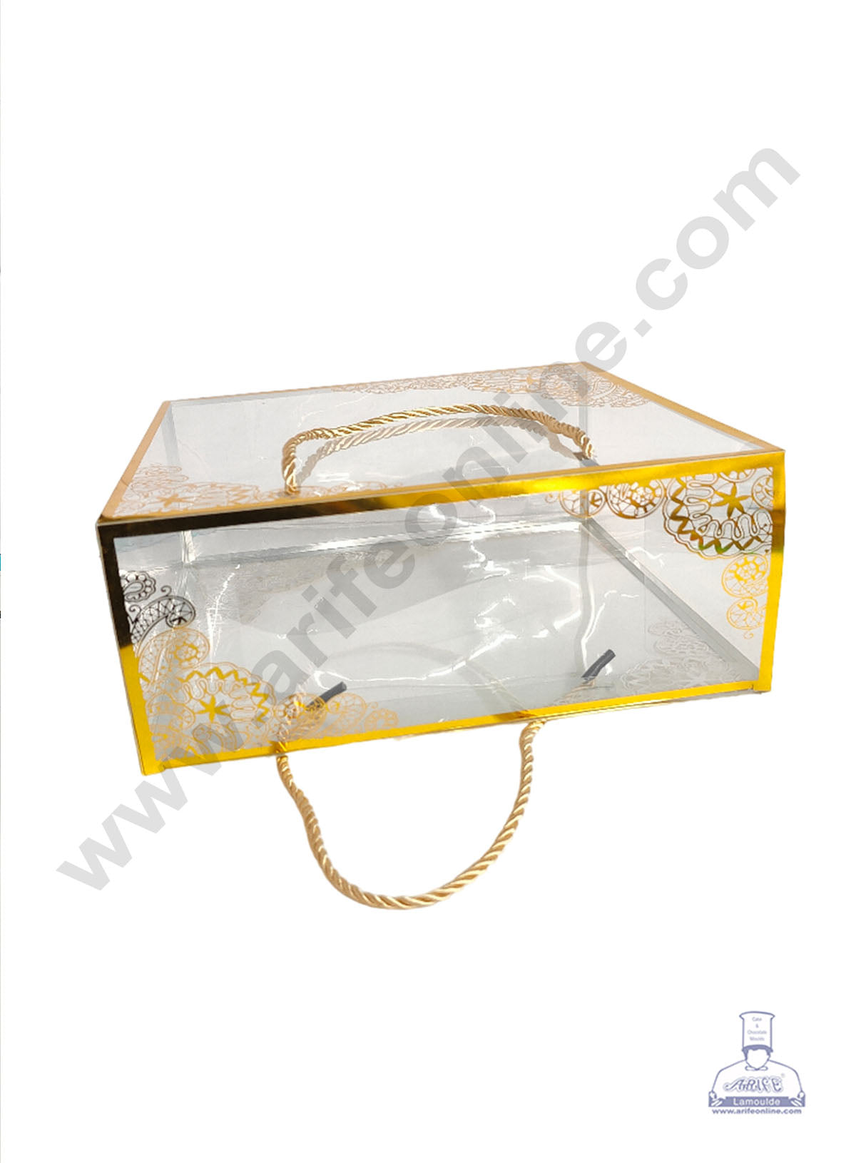 Golden Pattern PVC Hamper Bag - 8 X 3.5 X 8 Inch | Gift Box | Gift Bag with Handle (MOQ 100 PCS) (FU)