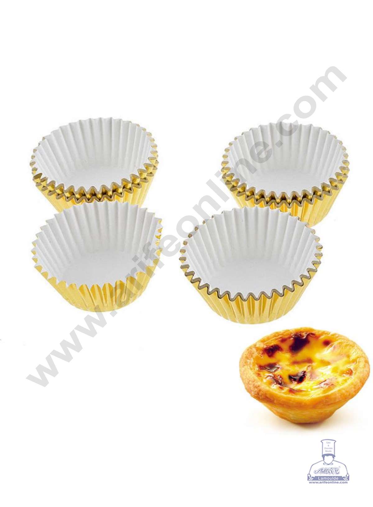 Gold Paper Liner For Cupcake and Muffins - Cylinder Pack 100 Pcs - 6 cm