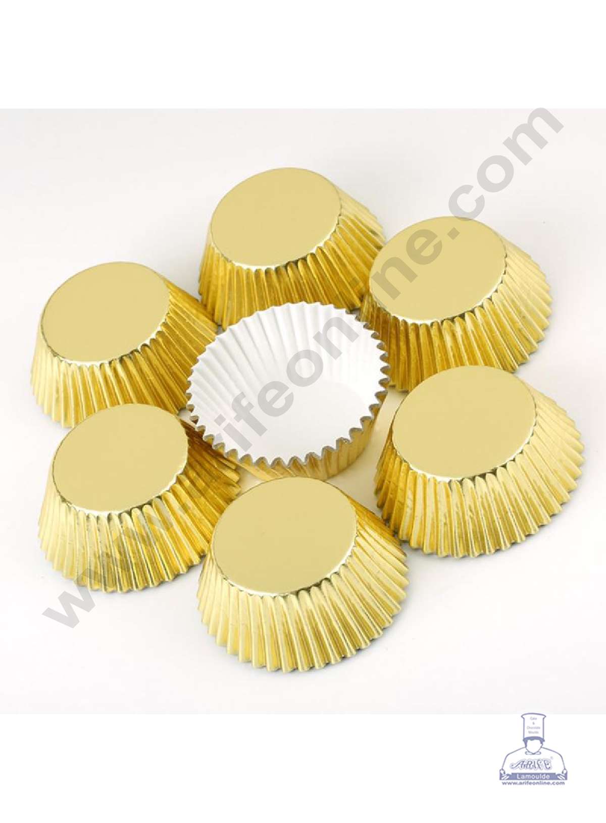 Gold Paper Liner For Cupcake and Muffins - Cylinder Pack 100 Pcs - 6 cm