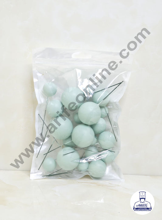Matte Pastel Mint Green Faux Ball Topper For Cake and Cupcake Decoration - 20 pcs Pack (MOQ 300 PACKET 1 CRTN) (IM)