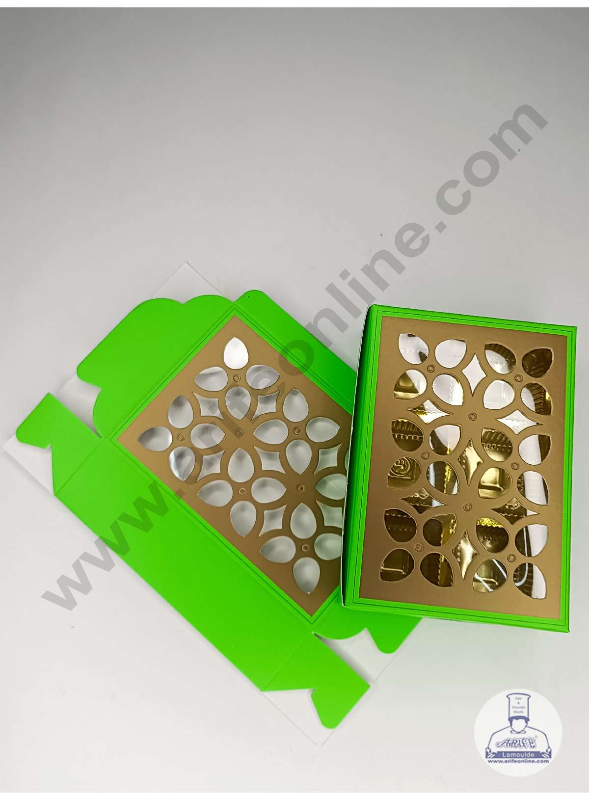 6 Cavity Chocolate Box with Cavity & Cutout Window Without Handle ( 10 Piece Pack ) - Green (MOQ 12 PCK) (ADD)