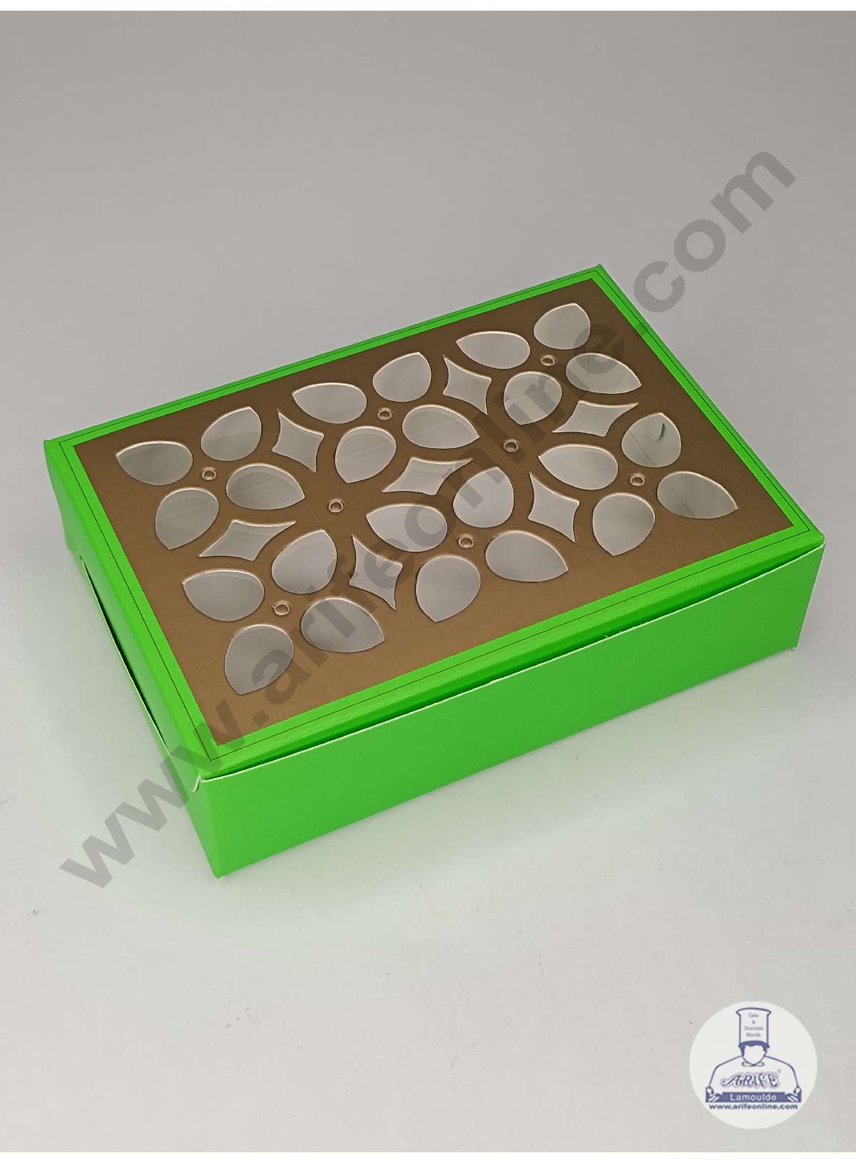 6 Cavity Chocolate Box with Cavity & Cutout Window Without Handle ( 10 Piece Pack ) - Green (MOQ 12 PCK) (ADD)
