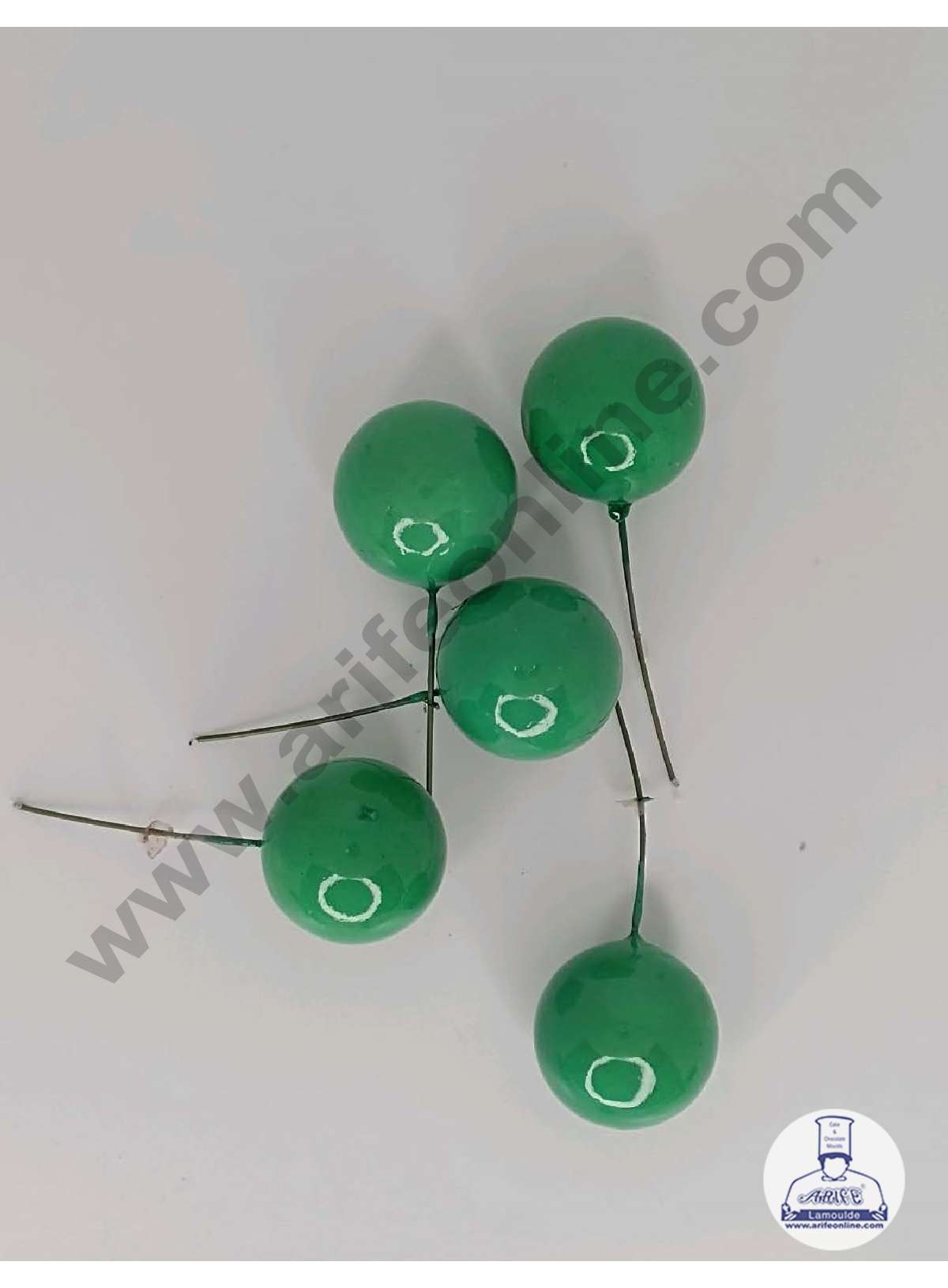 Green Faux Balls Topper For Cake and Cupcake Decoration - 20 pcs Pack ( SB-GreenBall-20 )  (MOQ 300 PACKET 1 CRTN) (IM)