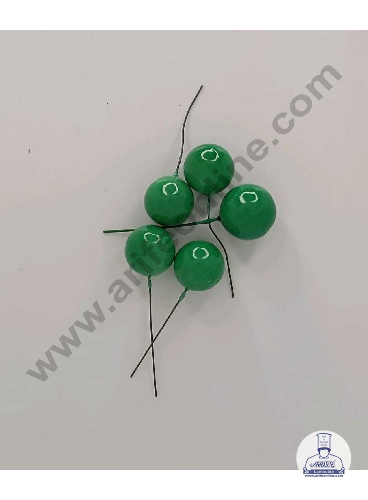 Green Faux Balls Topper For Cake and Cupcake Decoration - 20 pcs Pack ( SB-GreenBall-20 )  (MOQ 300 PACKET 1 CRTN) (IM)