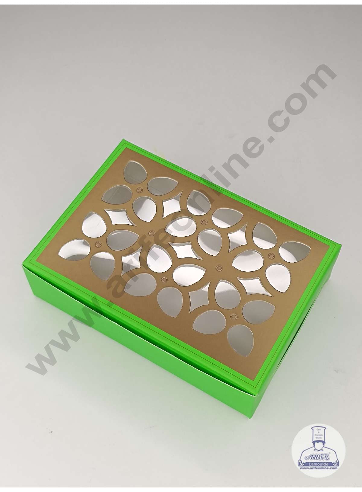 6 Cavity Chocolate Box with Cavity & Cutout Window Without Handle ( 10 Piece Pack ) - Green (MOQ 12 PCK) (ADD)