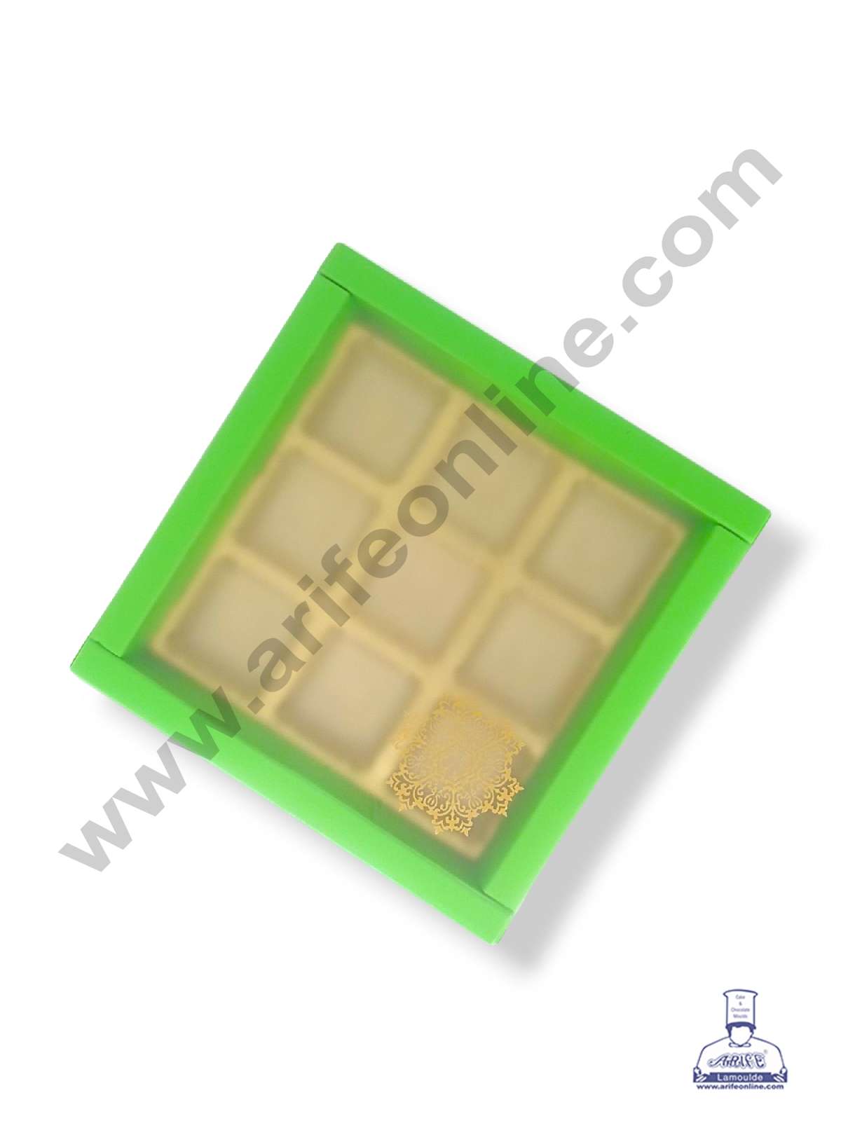 9 Cavity Chocolate Box with Sliding Cover & Cavity ( 10 Piece Pack ) - Green (MOQ 12 PACK) (RED)