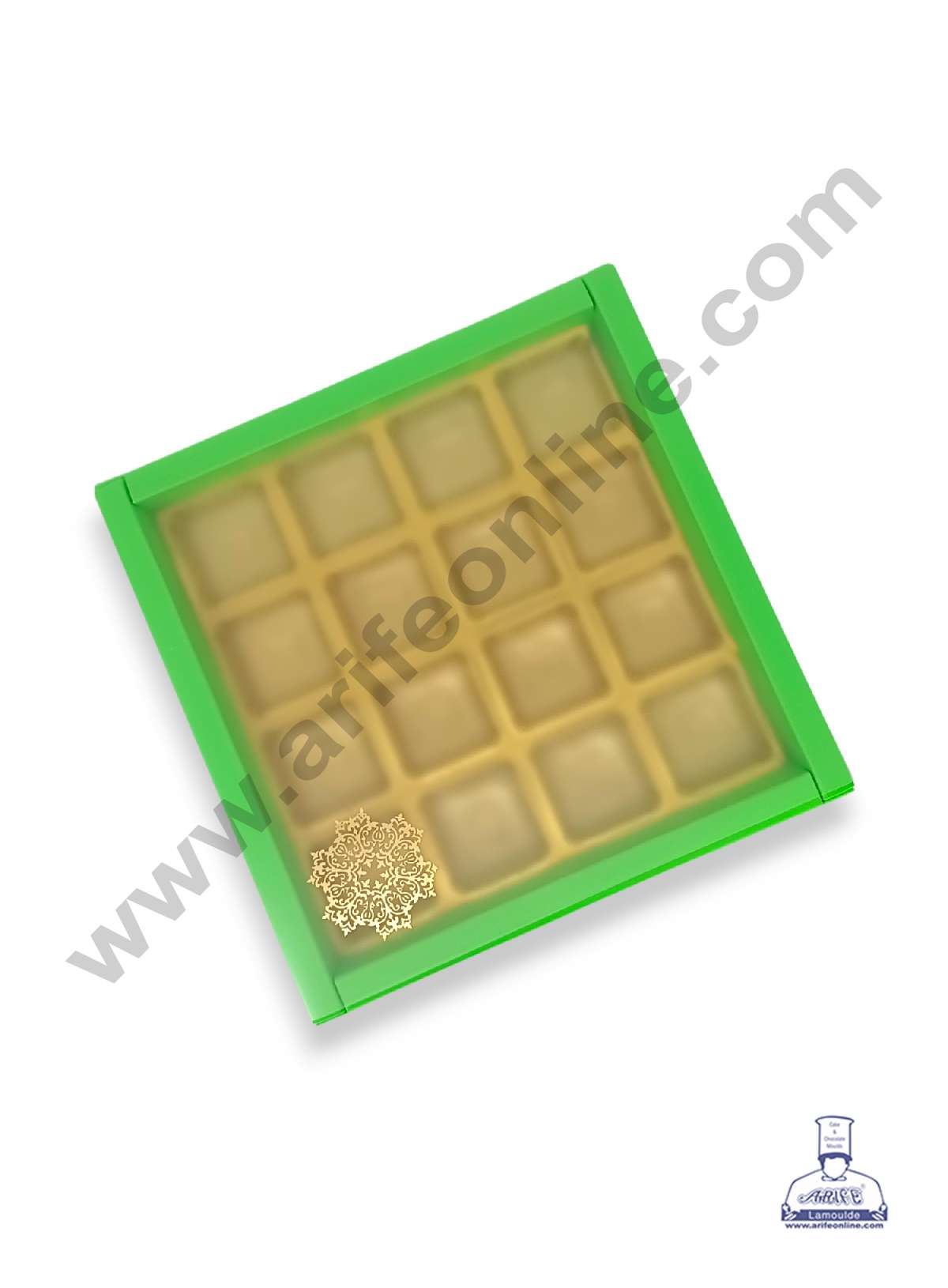 16 Cavity Chocolate Box with Sliding Cover & Cavity ( 10 Piece Pack ) - Green (MOQ 12 PACK) (IDD)