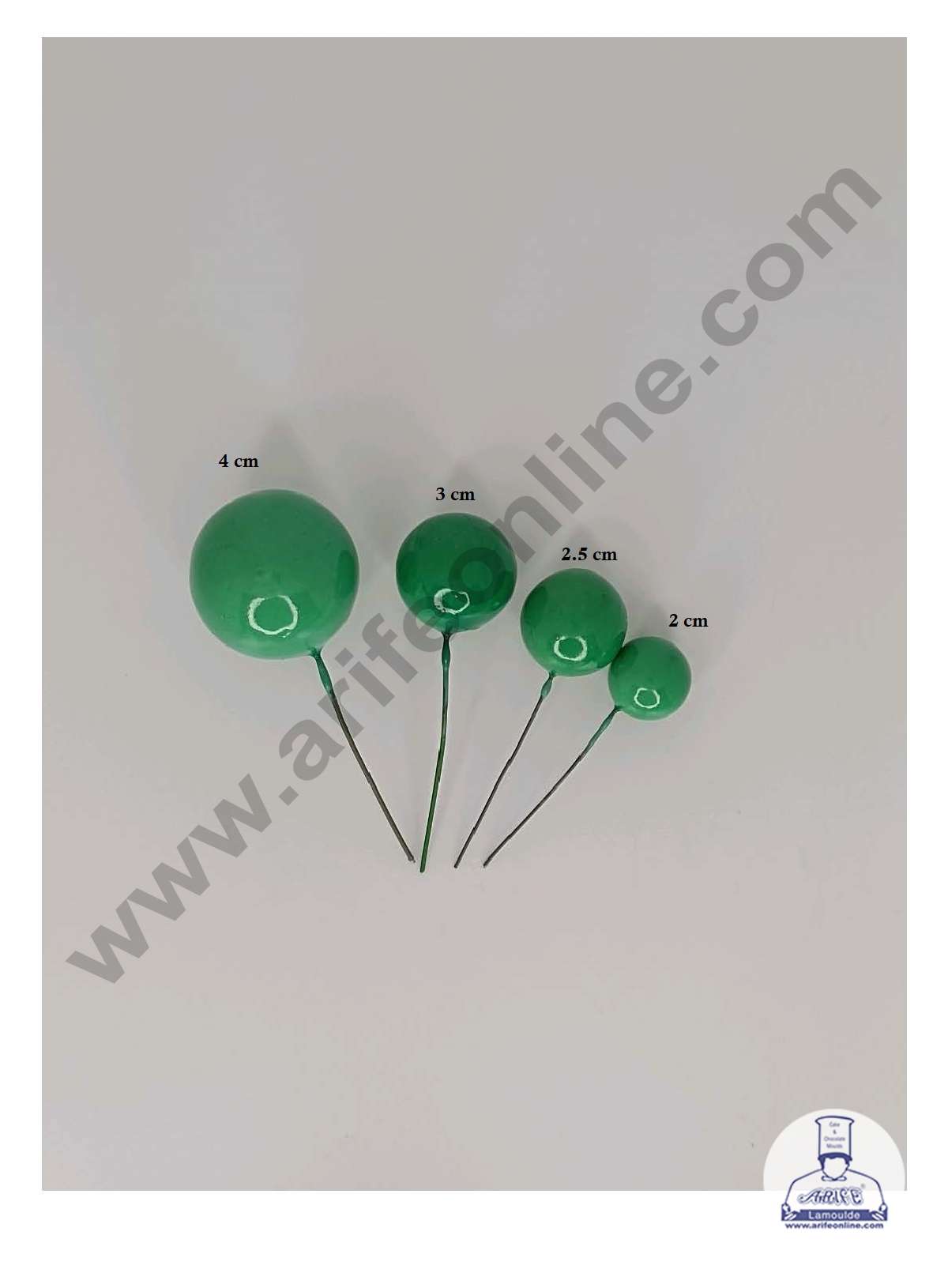 Green Faux Balls Topper For Cake and Cupcake Decoration - 20 pcs Pack ( SB-GreenBall-20 )  (MOQ 300 PACKET 1 CRTN) (IM)