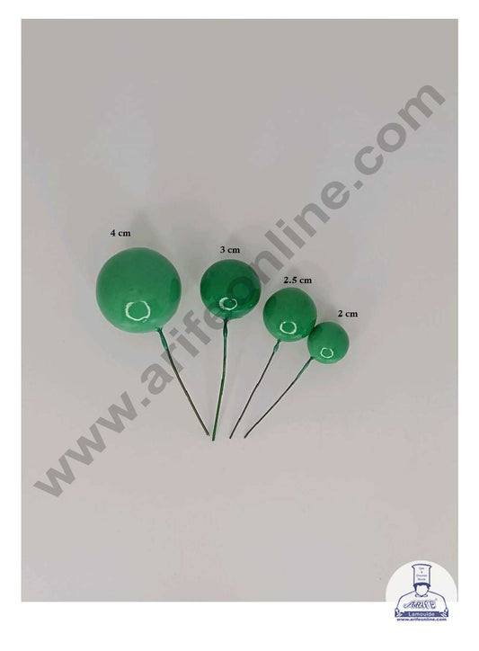 Green Faux Balls Topper For Cake and Cupcake Decoration - 20 pcs Pack ( SB-GreenBall-20 )  (MOQ 300 PACKET 1 CRTN) (IM)