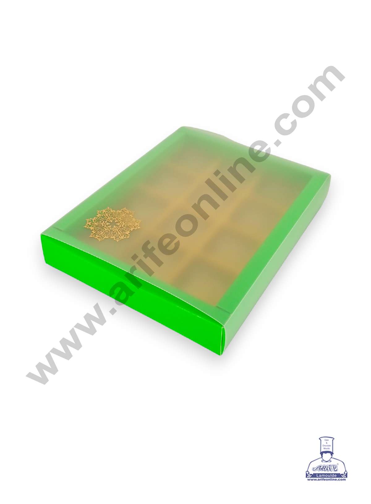 12 Cavity Chocolate Box with Sliding Cover & Cavity ( 10 Piece Pack ) - Green (MOQ 12 PACK) (RUD)