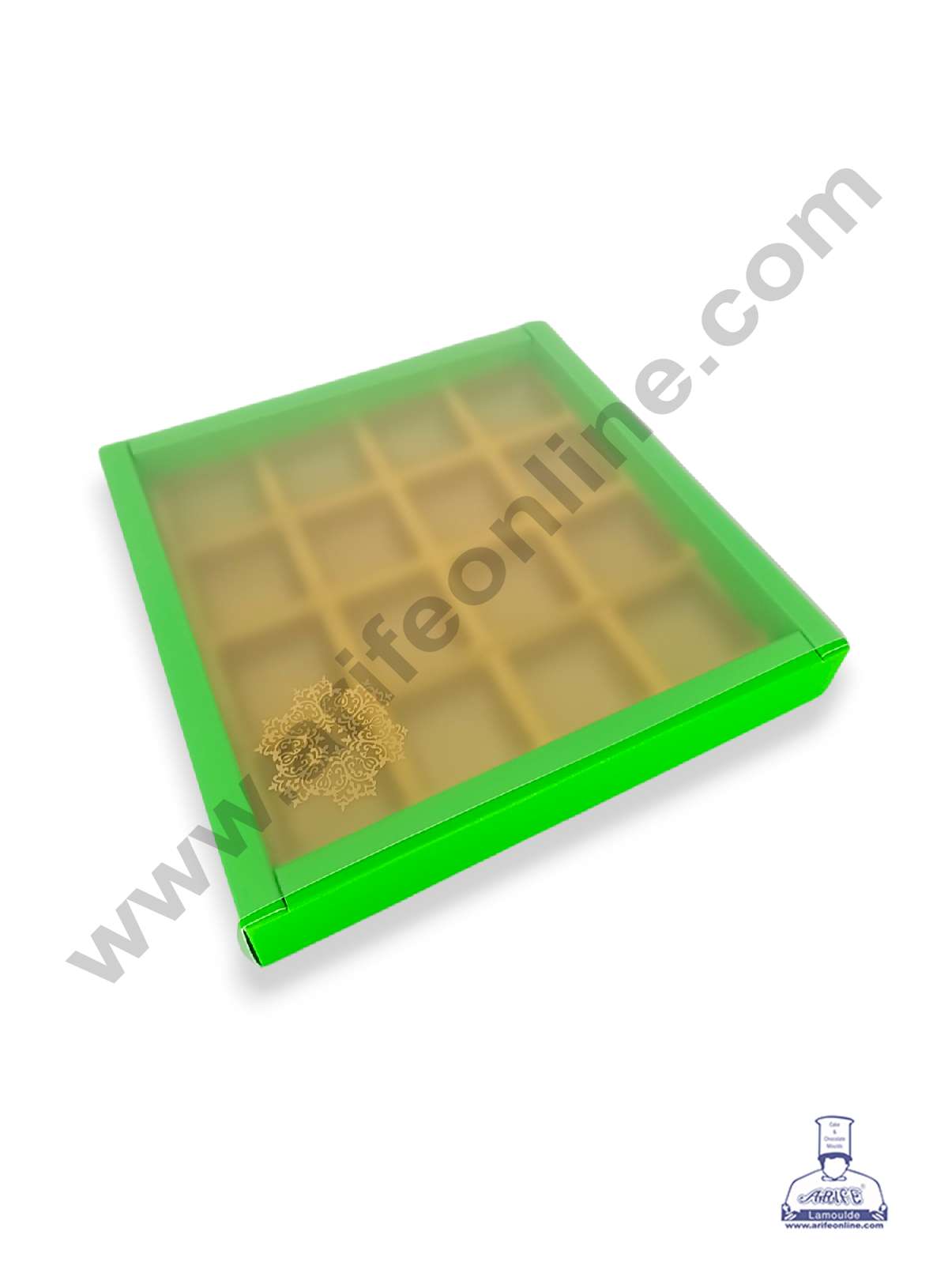 16 Cavity Chocolate Box with Sliding Cover & Cavity ( 10 Piece Pack ) - Green (MOQ 12 PACK) (IDD)