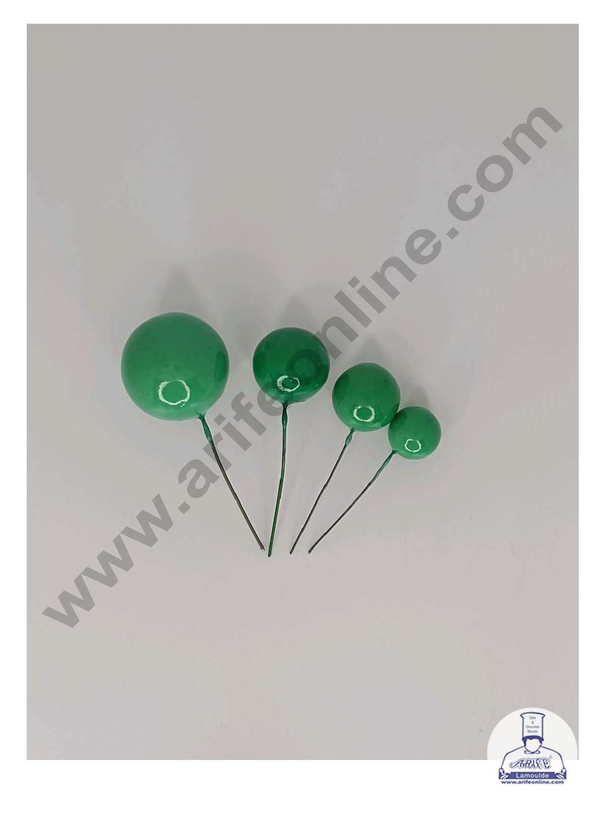 Green Faux Balls Topper For Cake and Cupcake Decoration - 20 pcs Pack ( SB-GreenBall-20 )  (MOQ 300 PACKET 1 CRTN) (IM)
