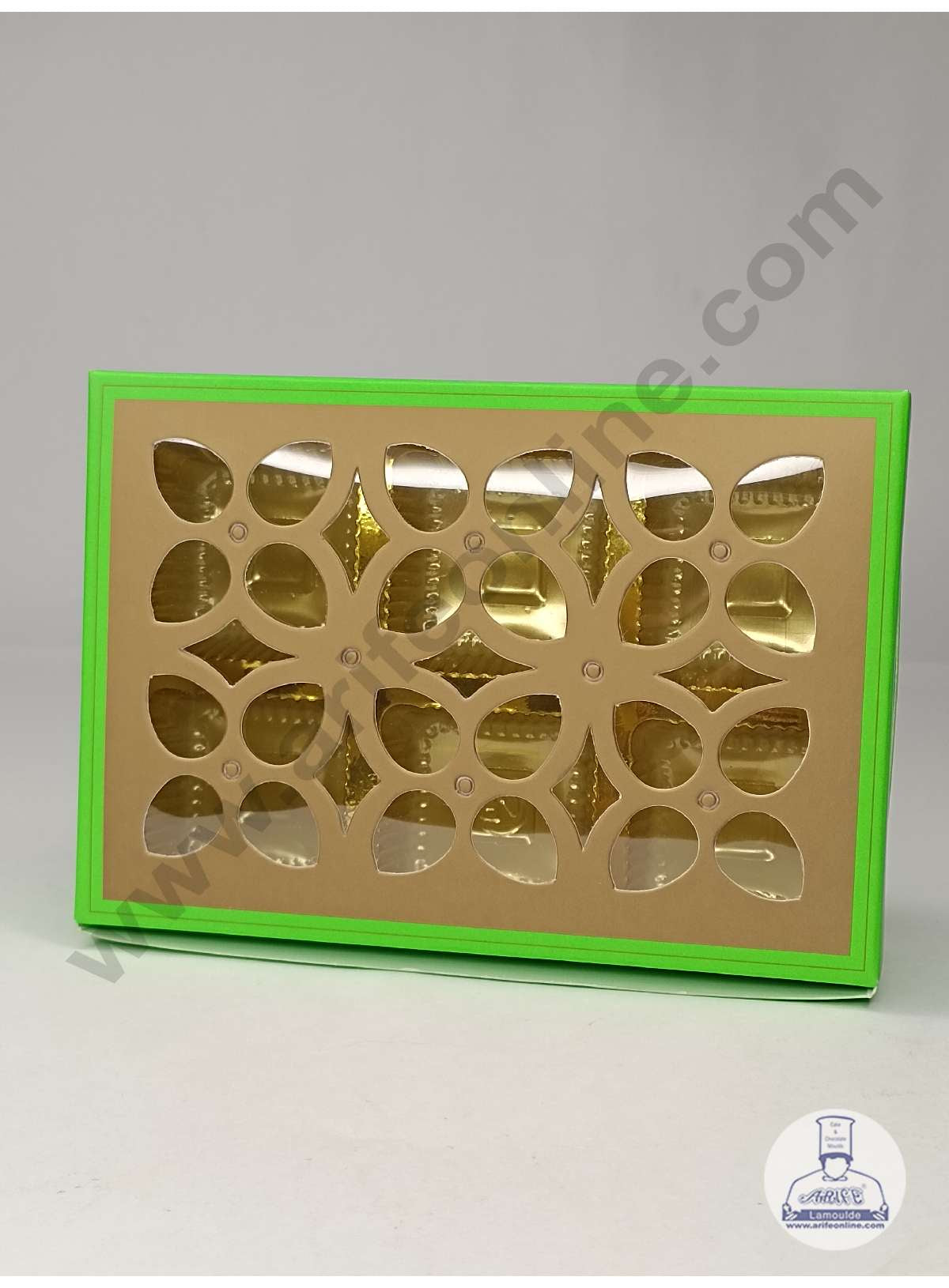 6 Cavity Chocolate Box with Cavity & Cutout Window Without Handle ( 10 Piece Pack ) - Green (MOQ 12 PCK) (ADD)