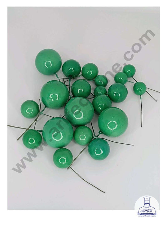 Green Faux Balls Topper For Cake and Cupcake Decoration - 20 pcs Pack ( SB-GreenBall-20 )  (MOQ 300 PACKET 1 CRTN) (IM)