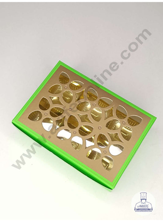 6 Cavity Chocolate Box with Cavity & Cutout Window Without Handle ( 10 Piece Pack ) - Green (MOQ 12 PCK) (ADD)