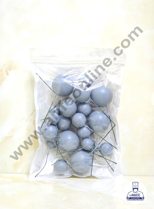 Matte Light Grey Faux Ball Topper For Cake and Cupcake Decoration - 20 pcs Pack (MOQ 300 PACKET 1 CRTN) (IM)