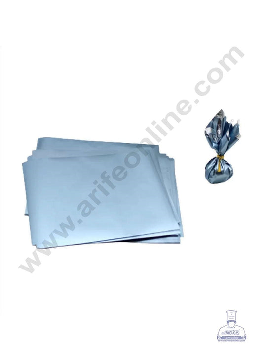 Metallic Plastic Chocolate Wrapper, Light Blue 200 Pcs Pack (MOQ 12 PACK) (FD)