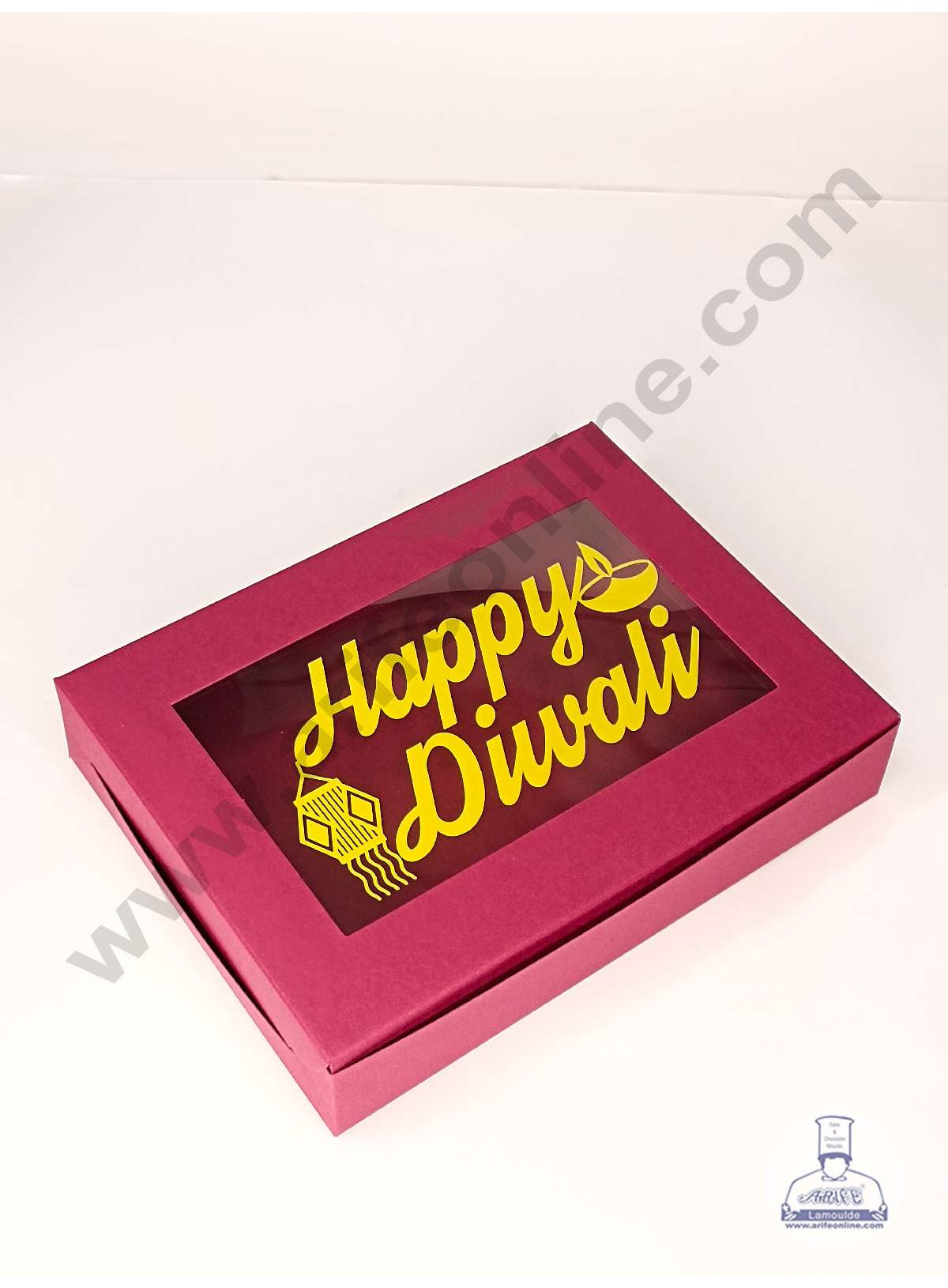 12 Cavity Maroon Chocolate Box with Happy Diwali Print on Clear Window & Cavity ( 10 Piece Pack ) - Maroon (MOQ 12 PACK) (ADD)