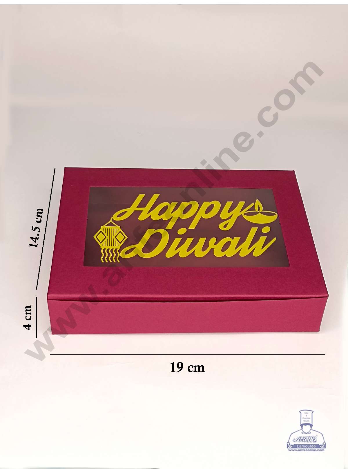 12 Cavity Maroon Chocolate Box with Happy Diwali Print on Clear Window & Cavity ( 10 Piece Pack ) - Maroon (MOQ 12 PACK) (ADD)