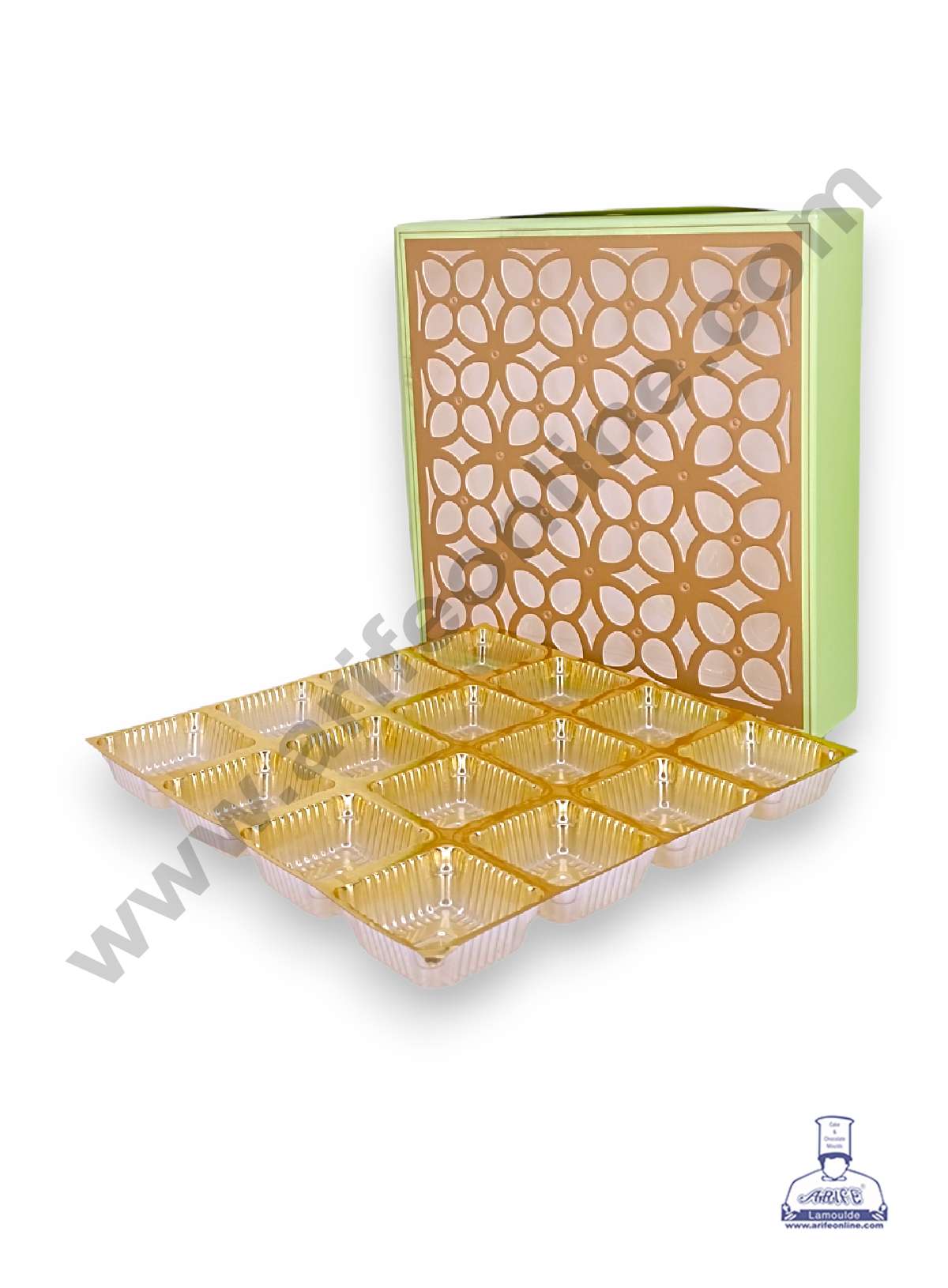 16 Cavity Chocolate Box with Cavity & Cutout Window Without Handle ( 10 Piece Pack ) - Light Green (MOQ 12 PACK) (RDD)