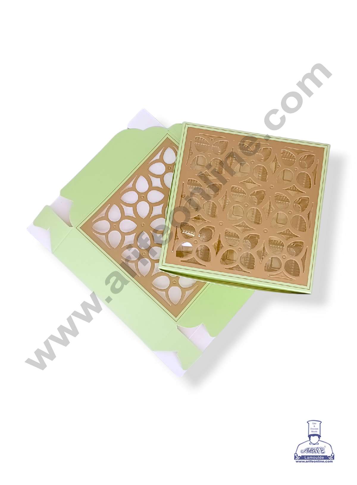 9 Cavity Chocolate Box with Cavity & Cutout Window Without Handle ( 10 Piece Pack ) - Light Green (MOQ 12 PCK) (AID)
