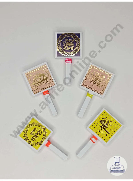 50 pcs Square Shape Birthday Tag with Foiling Paper Topper For Cake And Cupcake (MOQ 12 PCS)