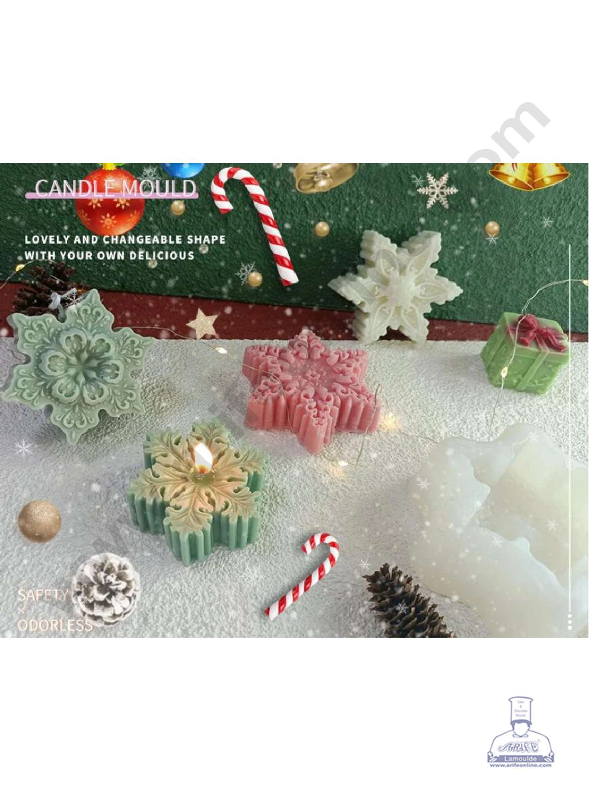 3D Silicon Snowflake Mould Candle Mould Soap Mould DIY Mould Christmas SBSP-DYF6583(MOQ 12 PCS) (UD)