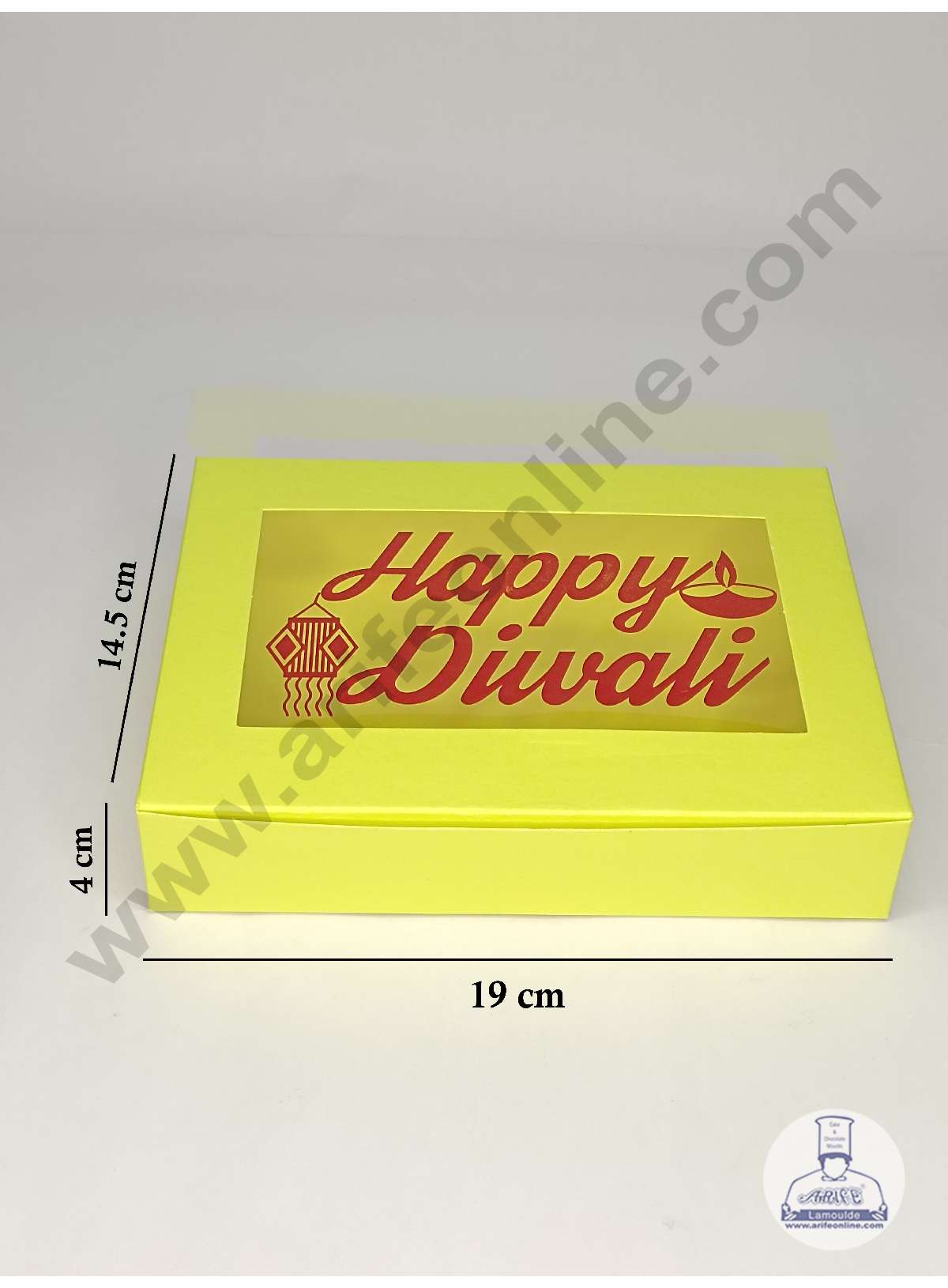 12 Cavity Neon Yellow Chocolate Box with Happy Diwali Print on Clear Window & Cavity ( 10 Piece Pack ) - Neon Yellow (MOQ 12 PACK) (ADD)
