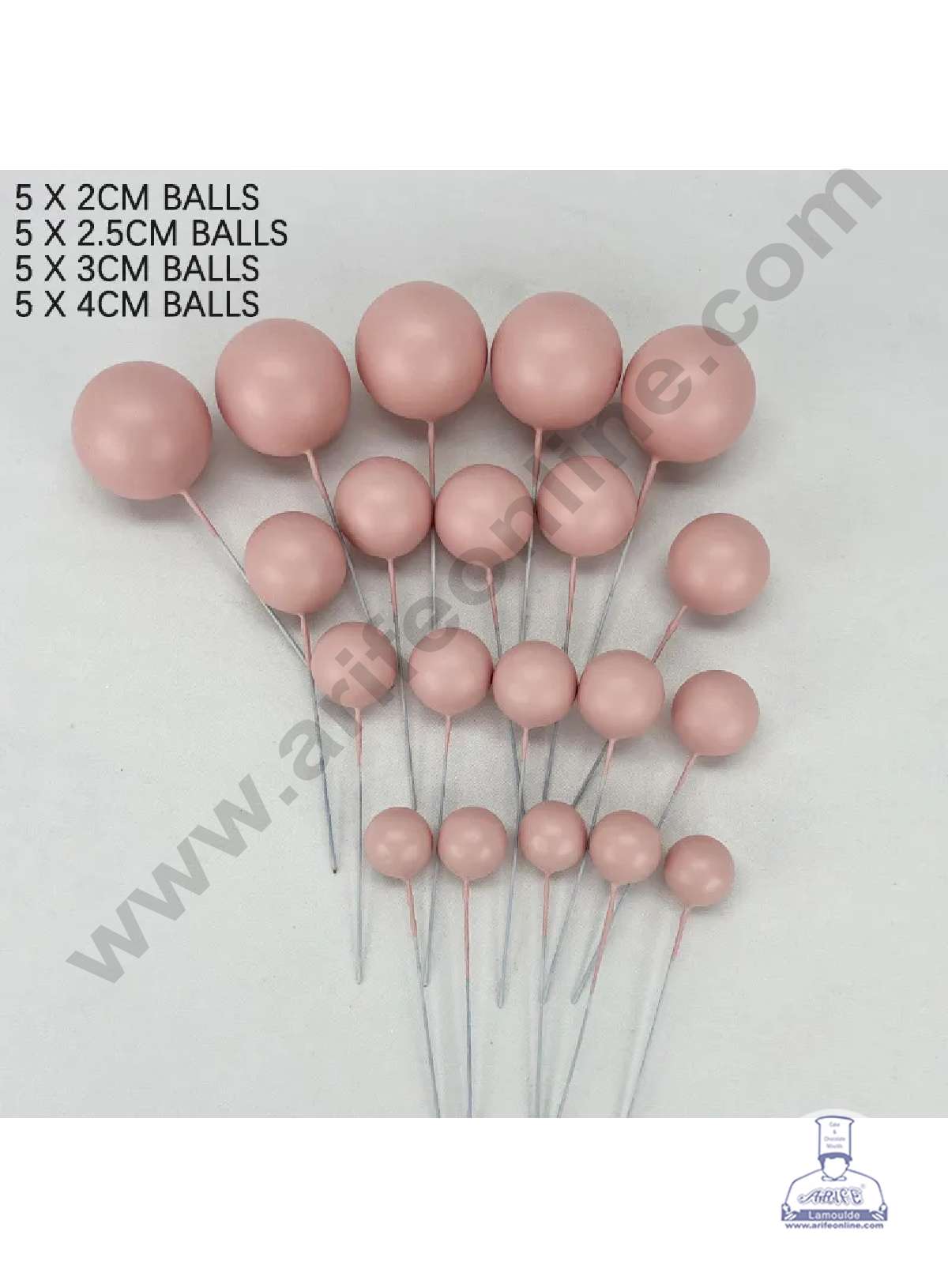 Nude Pink Faux Balls Topper For Cake and Cupcake Decoration - ( 20 pcs Pack )  (MOQ 300 PACKET 1 CRTN) (IM)