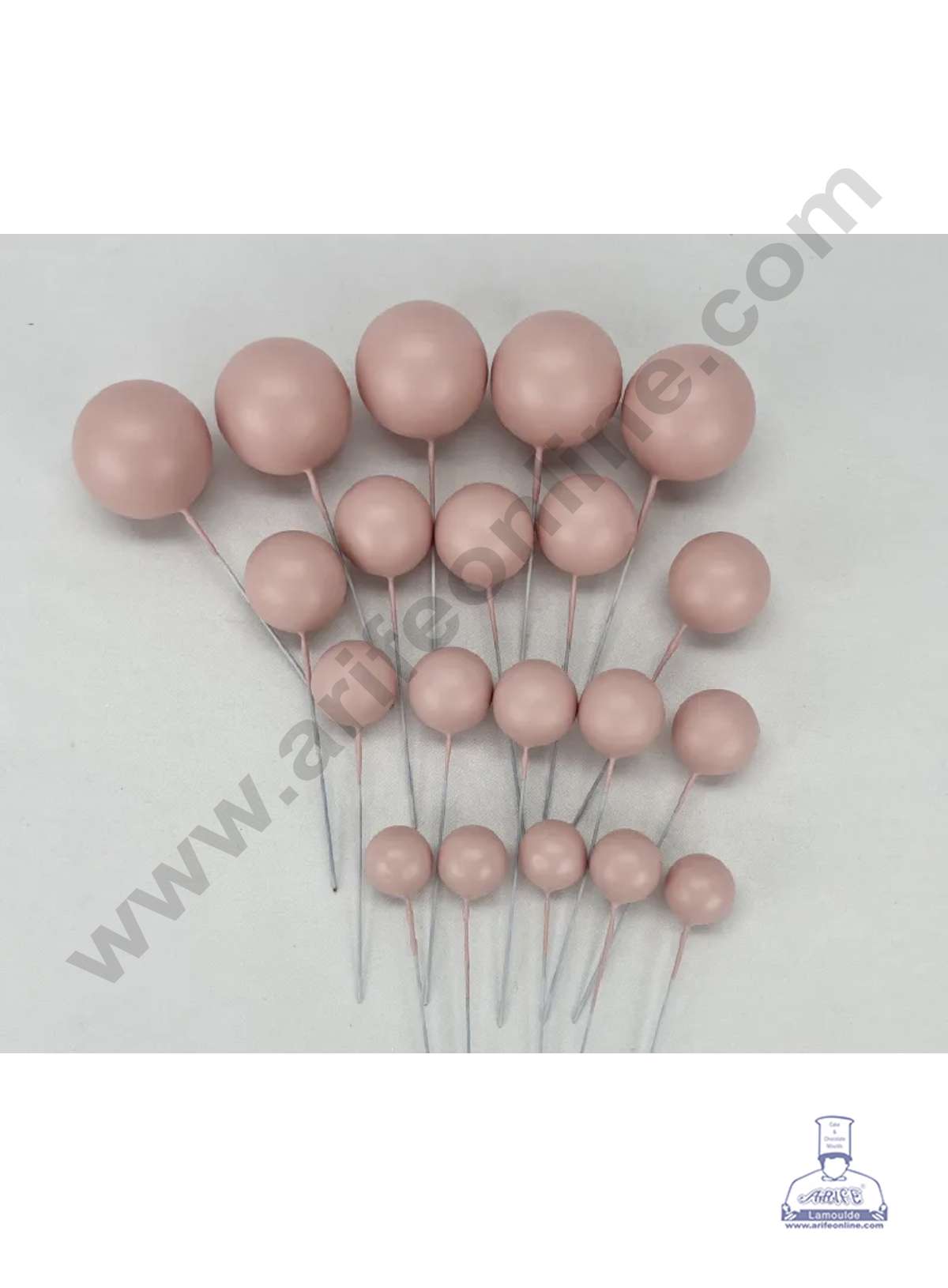 Nude Pink Faux Balls Topper For Cake and Cupcake Decoration - ( 20 pcs Pack )  (MOQ 300 PACKET 1 CRTN) (IM)