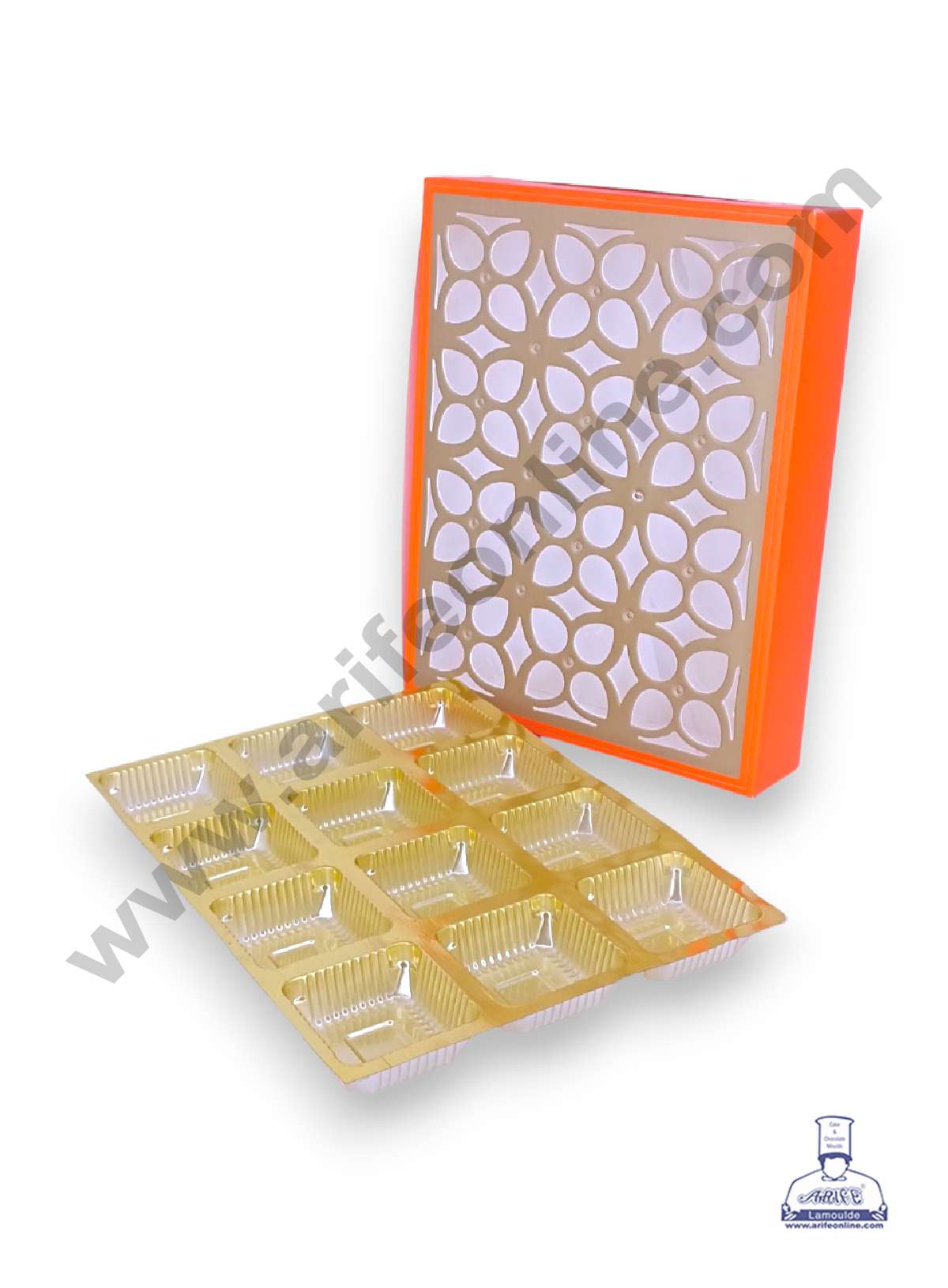 12 Cavity Chocolate Box with Cavity & Cutout Window Without Handle ( 10 Piece Pack ) - Orange (MOQ 12 PCK) (AMD)