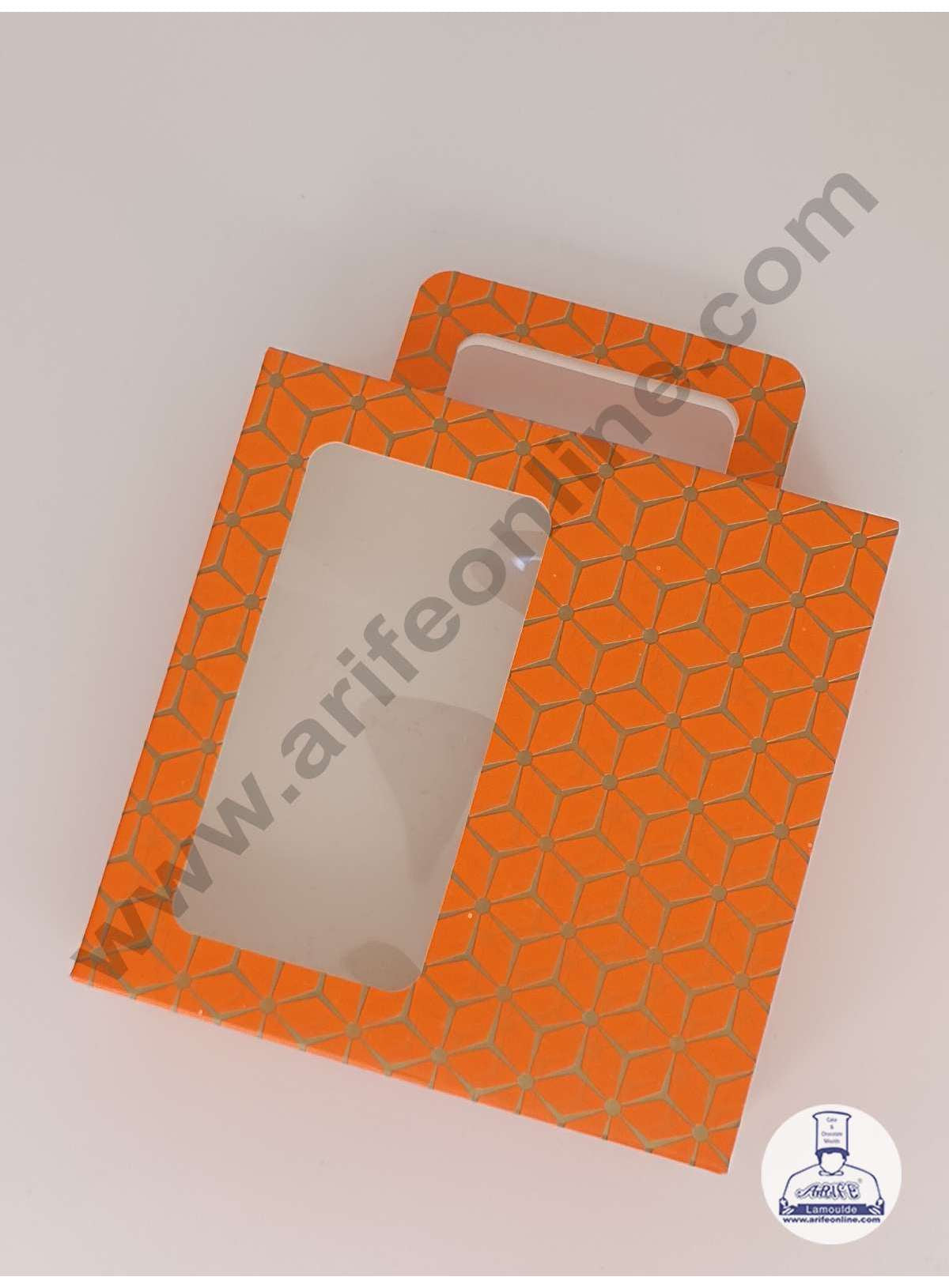 9 Cavity 3D Cube Print Chocolate Box with Cavity, Clear Window & Handle ( 10 Piece Pack ) - Orange (MOQ 12 PACK) (ARD)