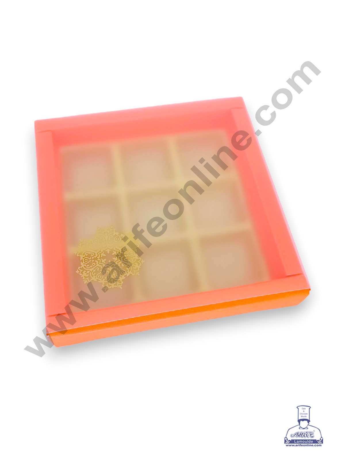 9 Cavity Chocolate Box with Sliding Cover & Cavity ( 10 Piece Pack ) - Orange  (MOQ 12 PACK) (RED)
