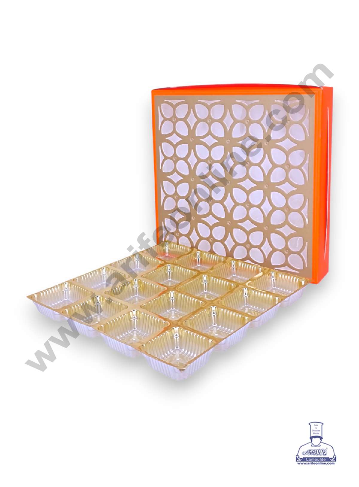 16 Cavity Chocolate Box with Cavity & Cutout Window Without Handle ( 10 Piece Pack ) - Orange  (MOQ 12 PACK) (RDD)