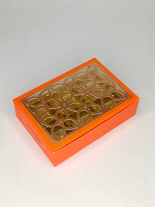 6 Cavity Chocolate Box with Cavity & Cutout Window Without Handle ( 10 Piece Pack ) - Orange (MOQ 12 PCK) (ADD)